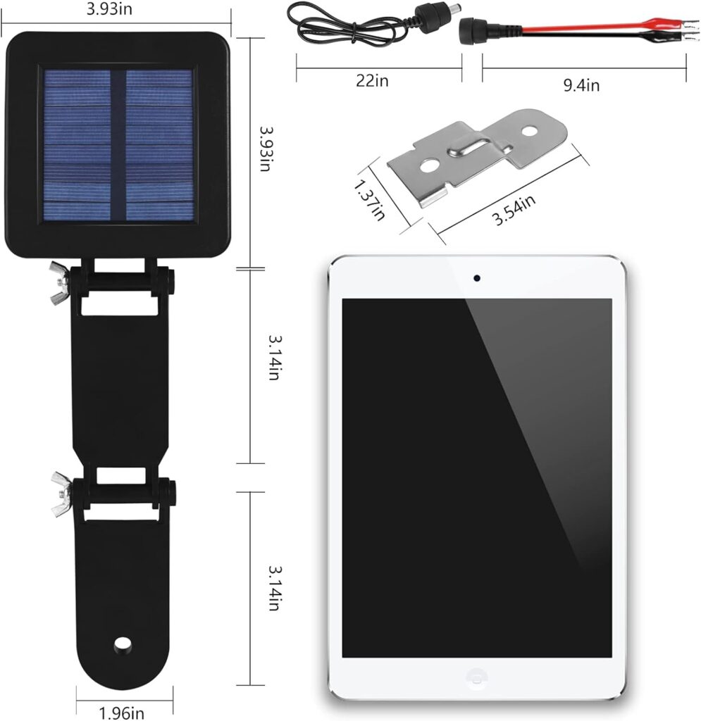 6V Solar Panel for Deer Feeder, Efficient Solar Panel Charger w/Adjustable Mounting Bracket  Alligator Clips, 6V Solar Panel Compatible with Game Feeder Timer  6V Rechargeable Batteries