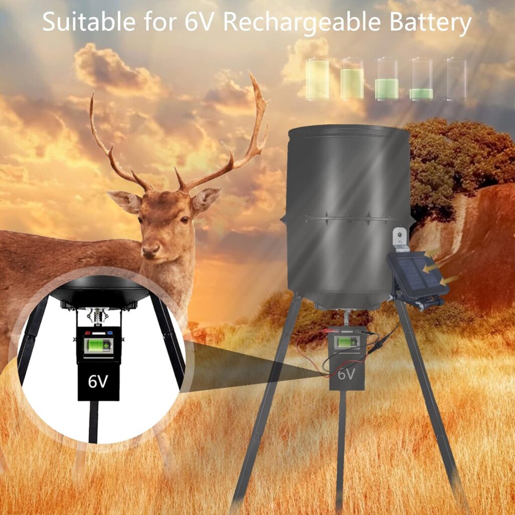 6V Solar Panel for Deer Feeder, Efficient Solar Panel Charger w/Adjustable Mounting Bracket  Alligator Clips, 6V Solar Panel Compatible with Game Feeder Timer  6V Rechargeable Batteries