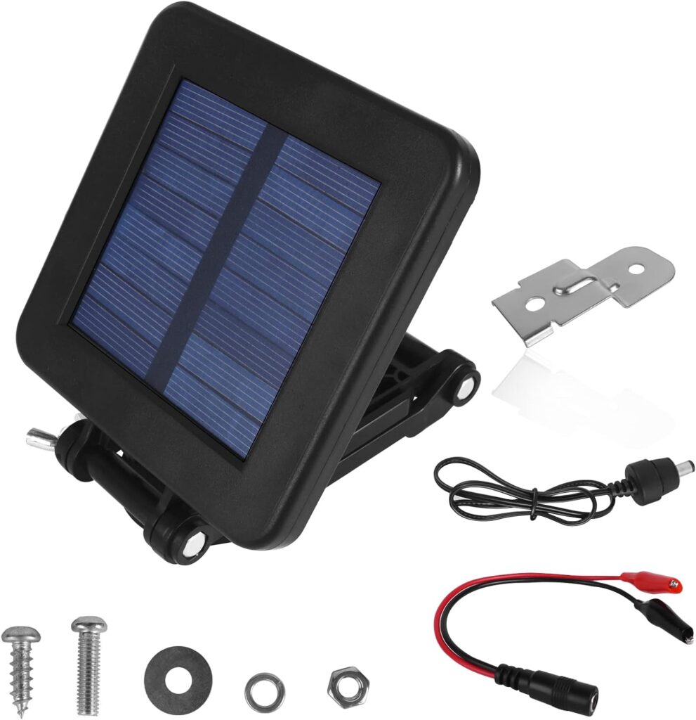 6V Solar Panel for Deer Feeder, Efficient Solar Panel Charger w/Adjustable Mounting Bracket  Alligator Clips, 6V Solar Panel Compatible with Game Feeder Timer  6V Rechargeable Batteries