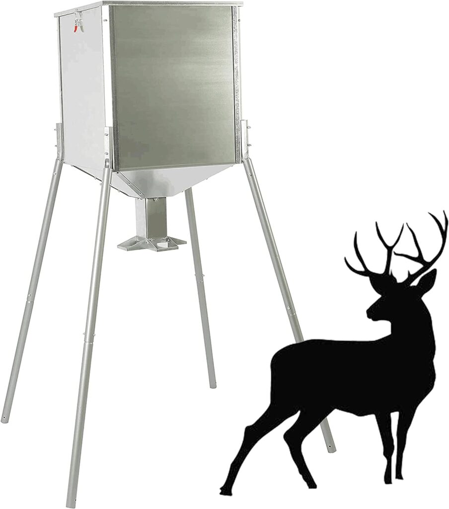 HECASA 450LB Capacity Big Game Gravity Deer Feeder Galvanized Steel Hunting w/o Foot Kit