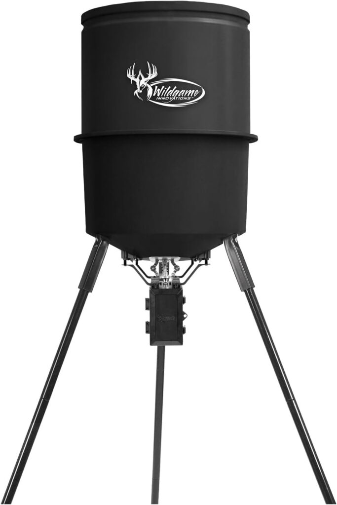 WILDGAME INNOVATIONS Evolution 30-Gallon Game Feeder Kit | Durable Weather-Resistant Varmint-Proof Deer Feeder with 225-Pound Capacity, 1-4 Feed Times  30-Feet Radius