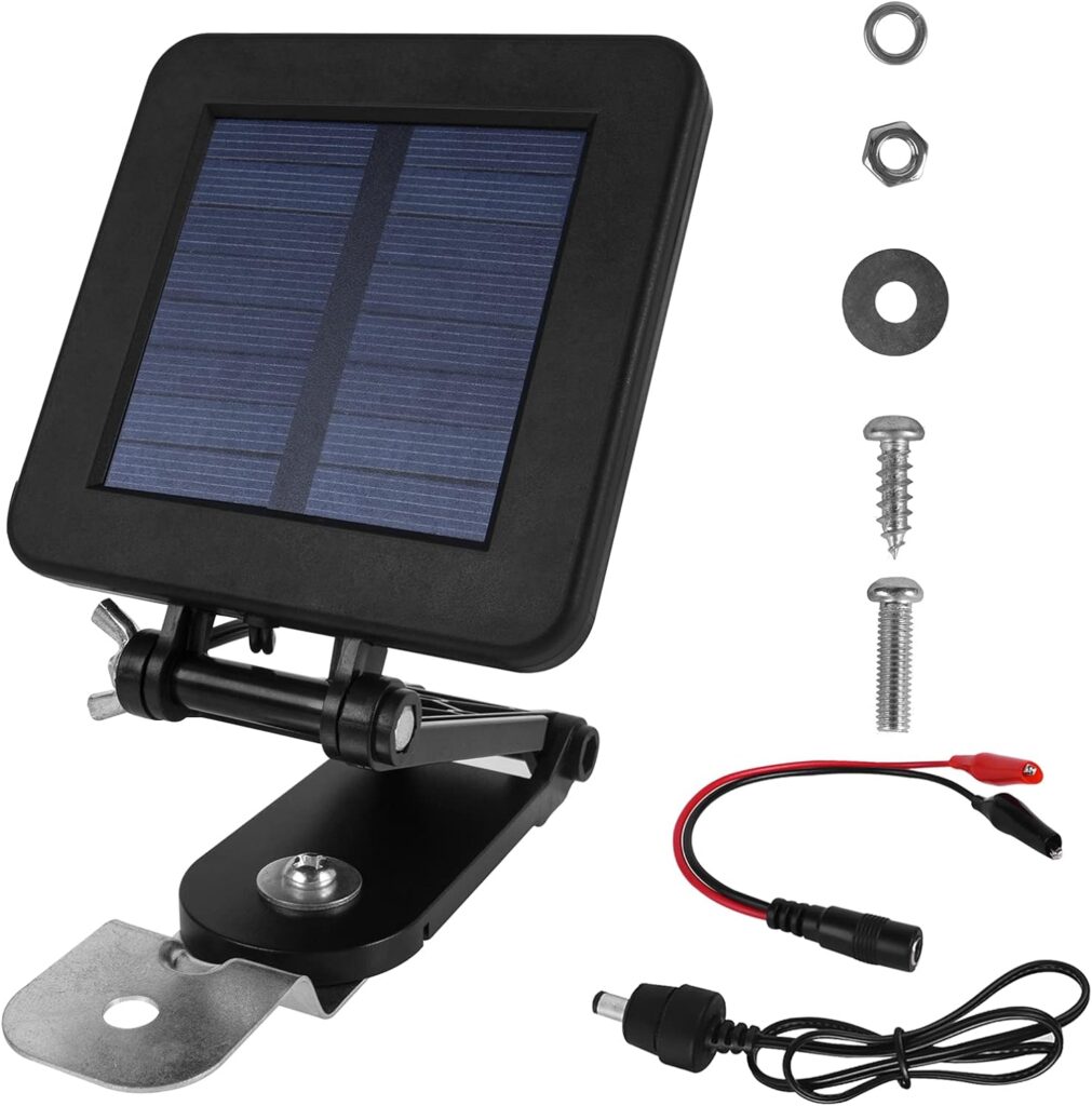 Solar Panel for Deer Feeder - 6V Solar Panel Waterproof Small Solar Battery Charger Maintainer with an Adjustable Bracket and Alligator Clip for 6 Volt Rechargeable Batteries