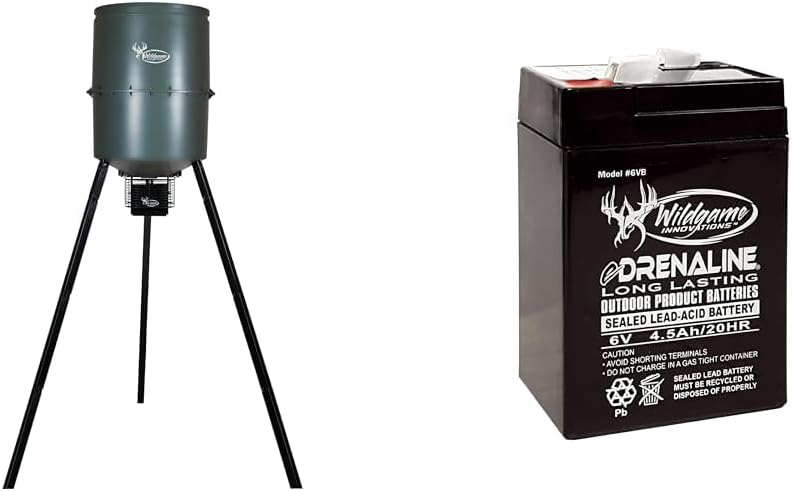 WILDGAME INNOVATIONS Quick-Set Pro 270lb Game Feeder with Digital Timer Durable Varmint-Proof Tripod Corn/Pellet Deer Hunting Feeder with 1-6 Available Feed Times  50-feet Radius