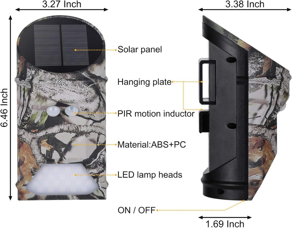 Feeder Hog Light Vizzlema Outdoor Solar Feeder Light for Hunting with Motion Sensor and Green Light for Game Animal Hunting