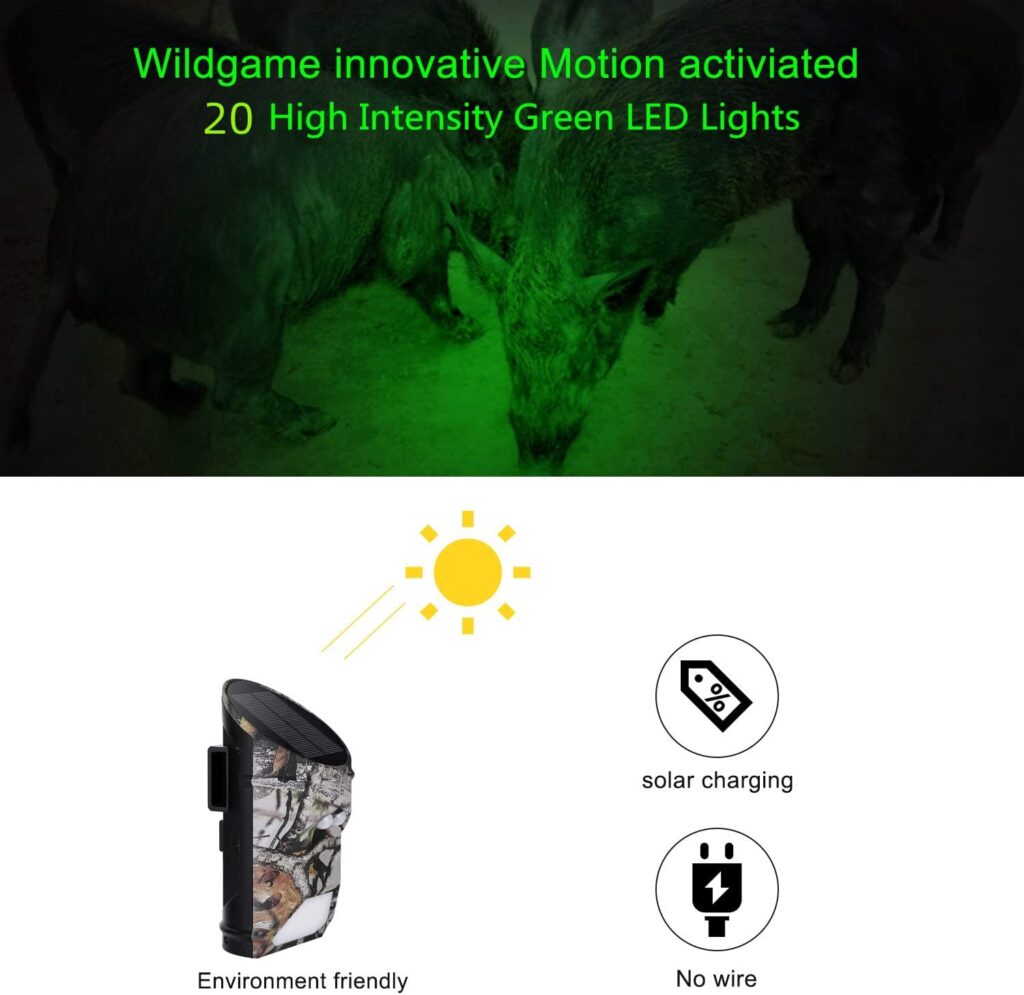 Feeder Hog Light Vizzlema Outdoor Solar Feeder Light for Hunting with Motion Sensor and Green Light for Game Animal Hunting