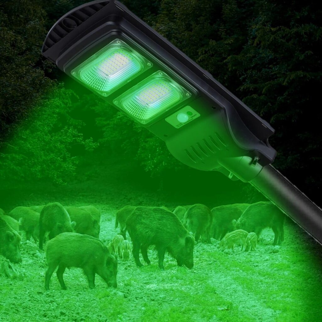 Hog Lights Set for Night Hunting, Deer Night Feeder Lights, Solar Powered Green Light with Motion Actived,Hunting Accessories -Sedrerair