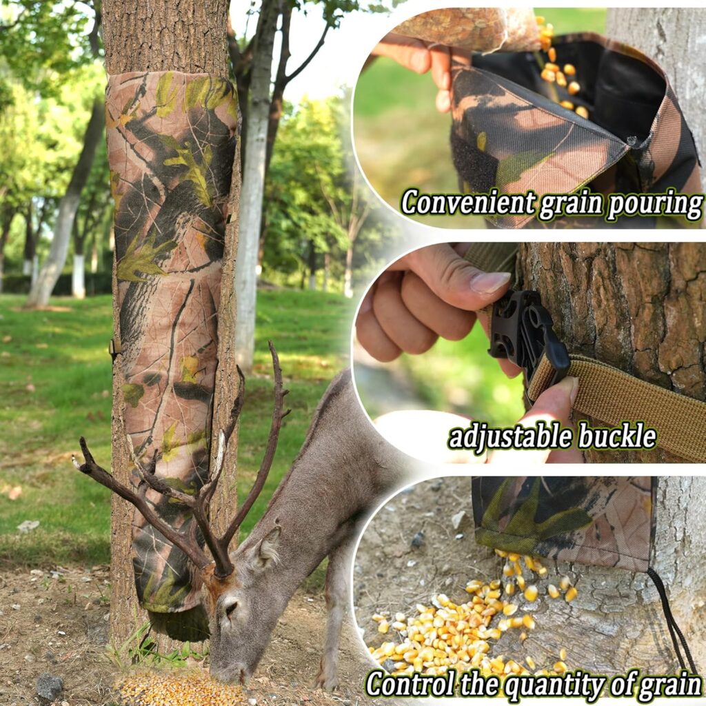 100 lb Bag Feeder Adjustable Deer Corn Feeders for Deer Hunting Durable Weatherproof Gravity Deer Feeder Tree Deer Feeders for Hunting -HD Camo