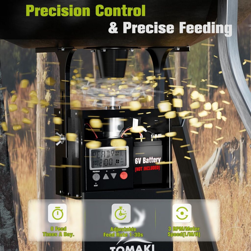 6V Deer Feeder Kit, Metal Deer Feeder Motor and Timer Kit, Digital Game Feeder Timer, Mounting Bracket Included, Up to 8 Feed Time Feeder Timer, Easy to Install, Weatherproof Deer Feeder Kit