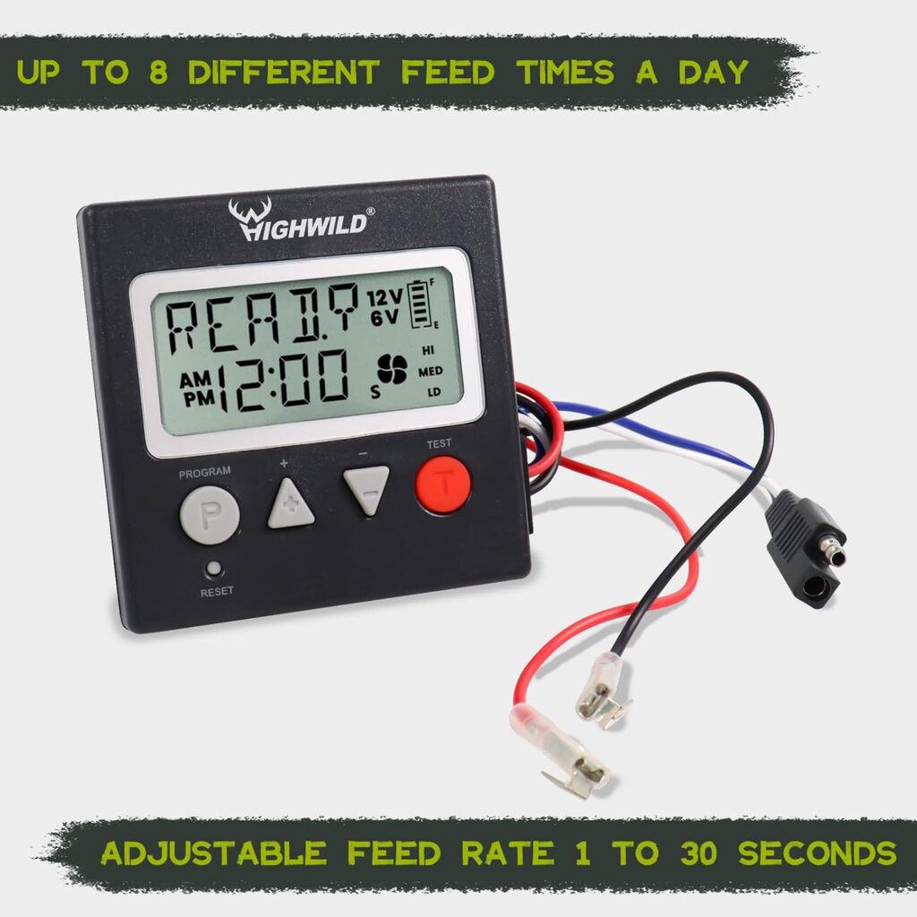 Highwild 6V/12V Universal Game Feeder Digital Timer - Hunting Deer Feeder Timer - Up to 8 Different Feed Times A Day - Adjustable Feed Rate