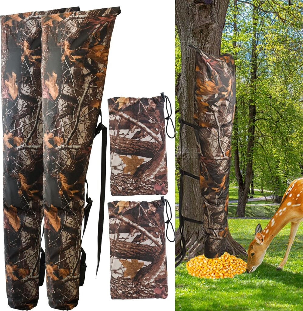 Waterproof Deer Bag Feeder with Adjustable Strap, Hanging Gravity Deer Corn Feeder Camo Tree Hugger Game Feeder for Hunting and Feeding Wild Animals, 100 lb, Weatherproof Oxford Fabric